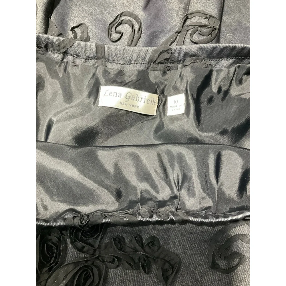 Lena Gabrielle Black Gray Floral Burnout Midi Skirt Size 10 Lined Elegant Y2K